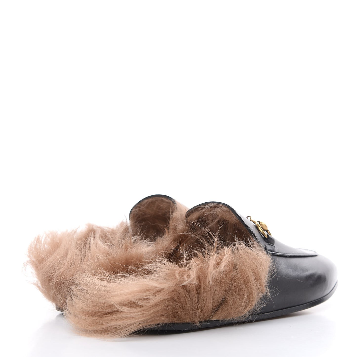 Calfskin Fur Womens Princetown Slippers 37.5 Black