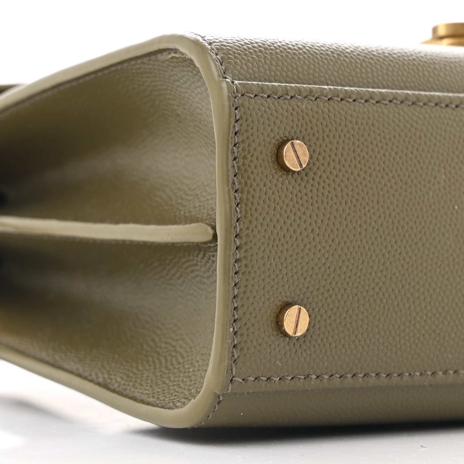 Saint Laurent Grain de Poudre Mini Classic Monogram Cassandra Top Handle Olive 10 of 11