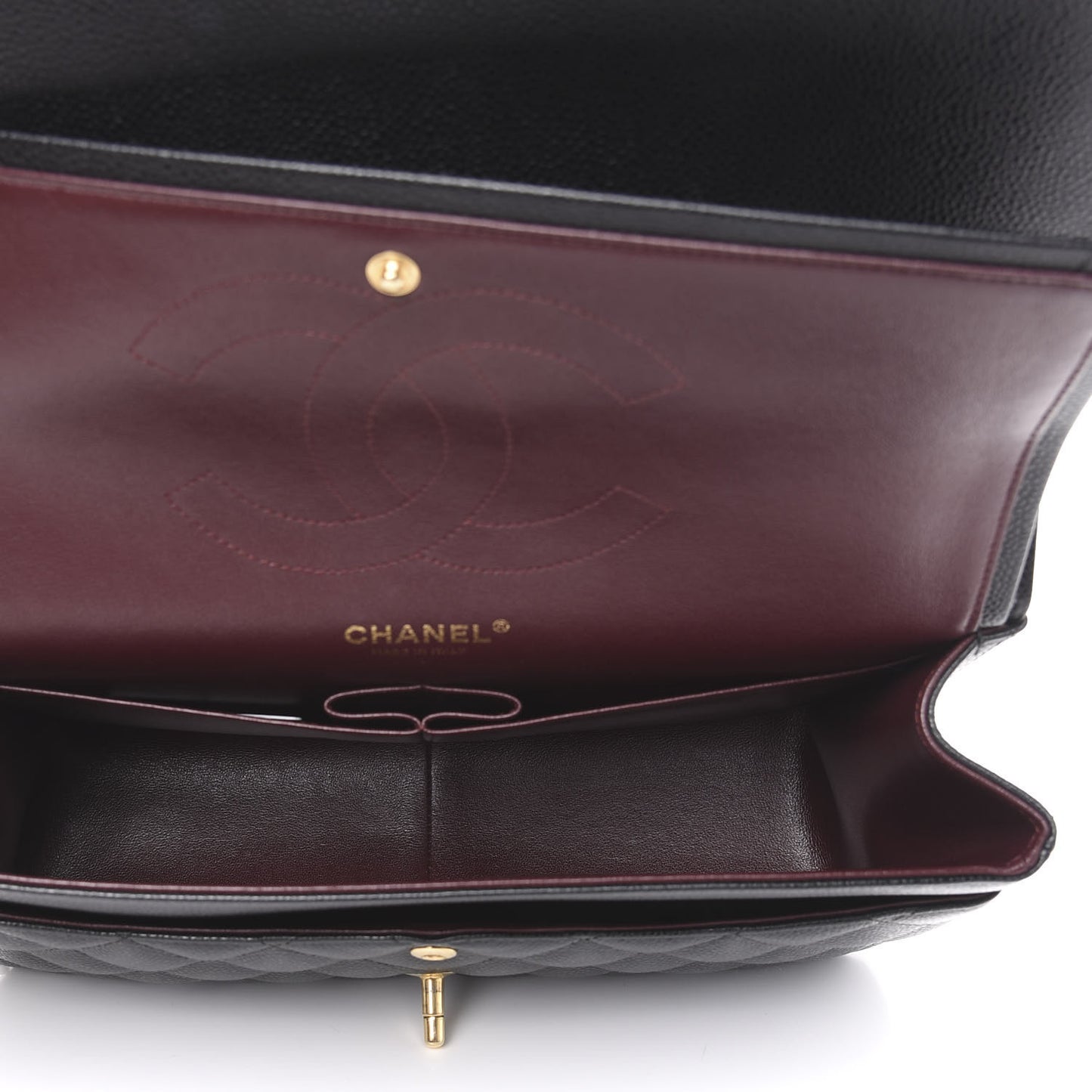 Caviar Quilted Jumbo Double Flap Black