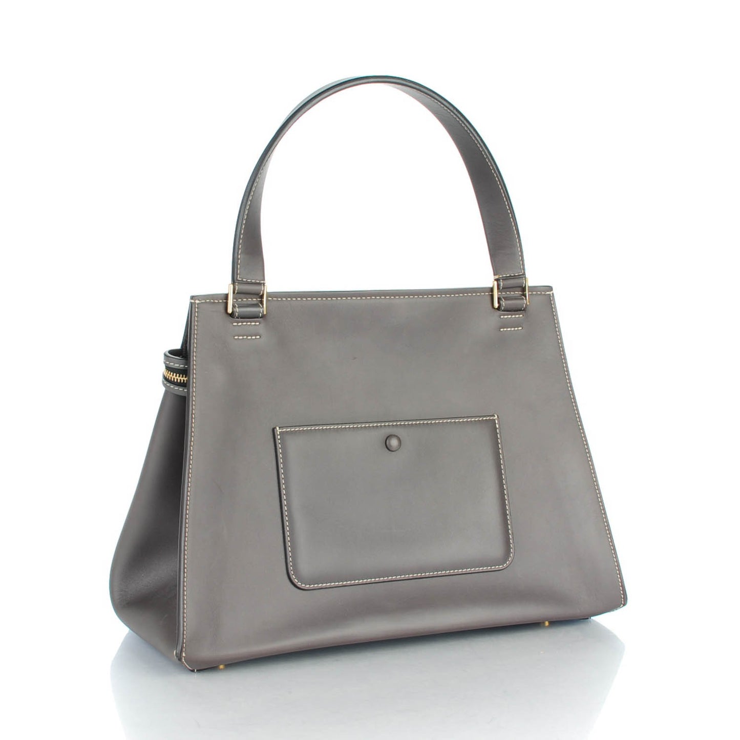 Smooth Calfskin Medium Edge Shoulder Bag Grey
