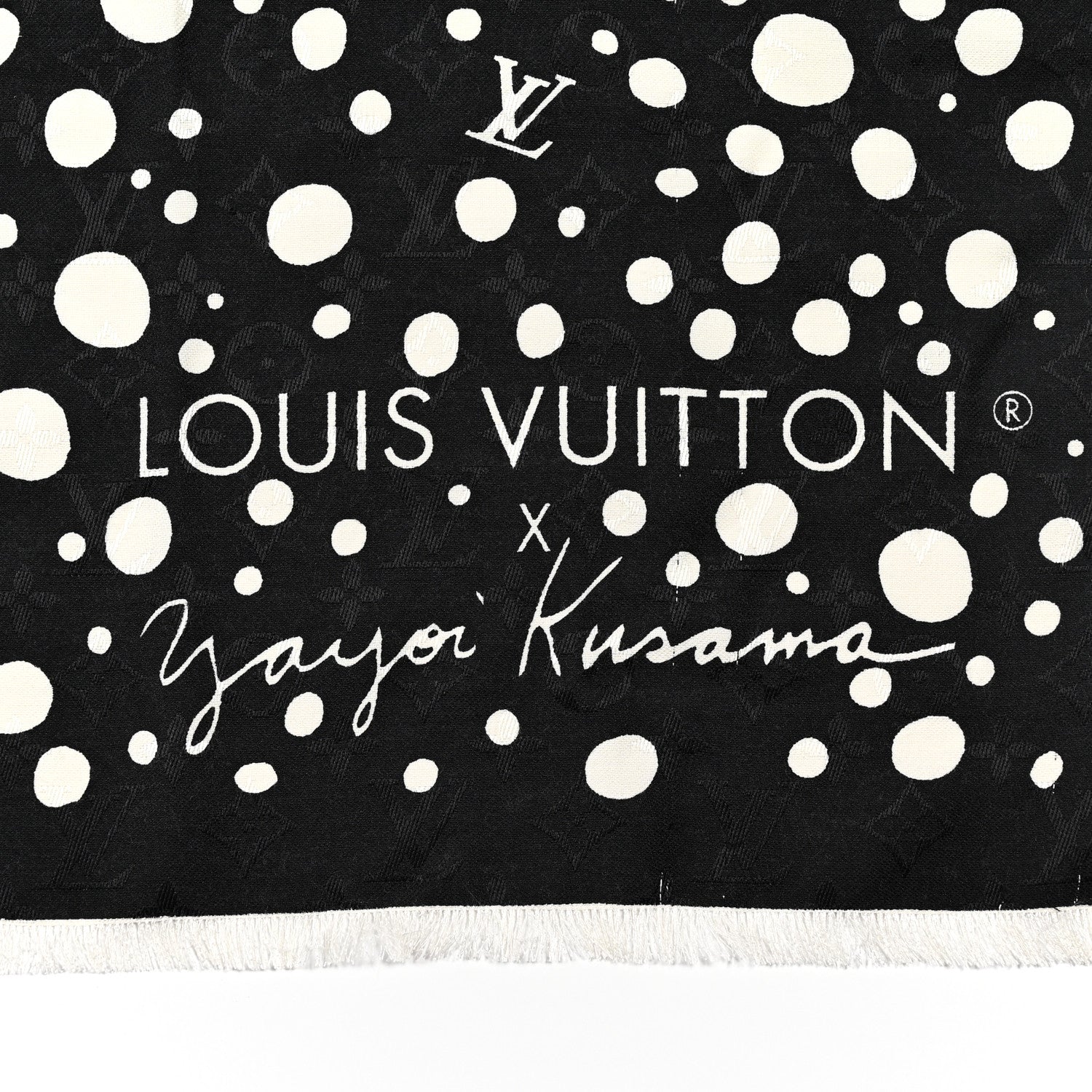 Louis Vuitton LV x YK Silk Wool Infinity Dots Shawl Black White 2 of 7