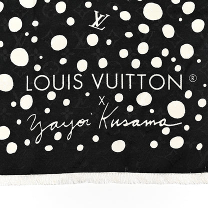 Louis Vuitton LV x YK Silk Wool Infinity Dots Shawl Black White 2 of 7