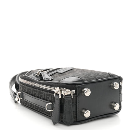 Fendi Recycled Fabric Jacquard Vitello Astro Micro FF Mini Trolley Bag Asfalto Black 4 of 11