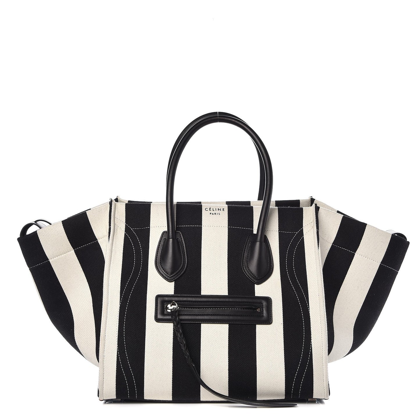 Cotton Canvas Striped Medium Phantom Luggage White Black
