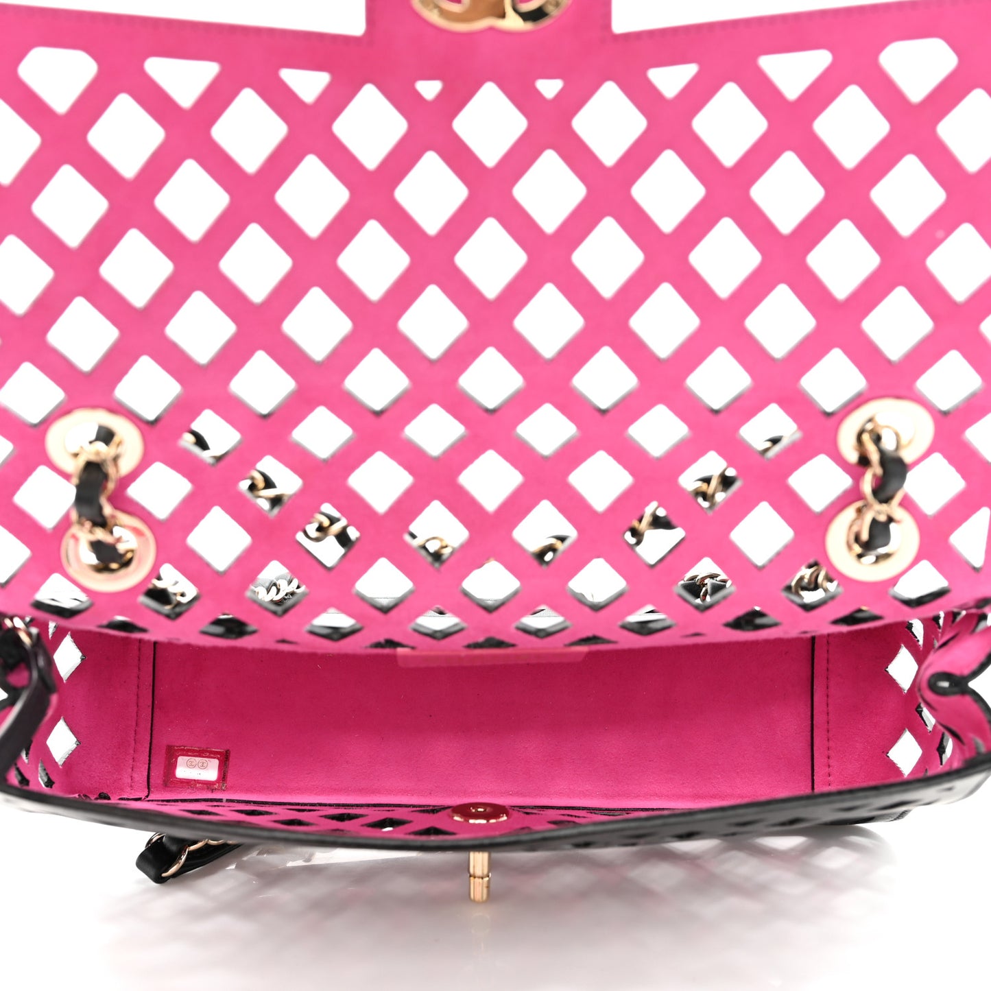 Lambskin Sea Through Flap Black Multicolor