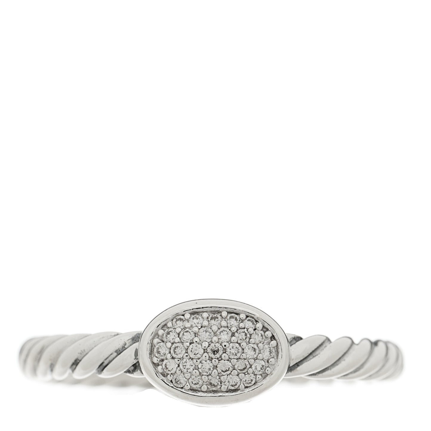 Sterling Silver Diamond Pave Cable Classics Oval Ring 50 5.5