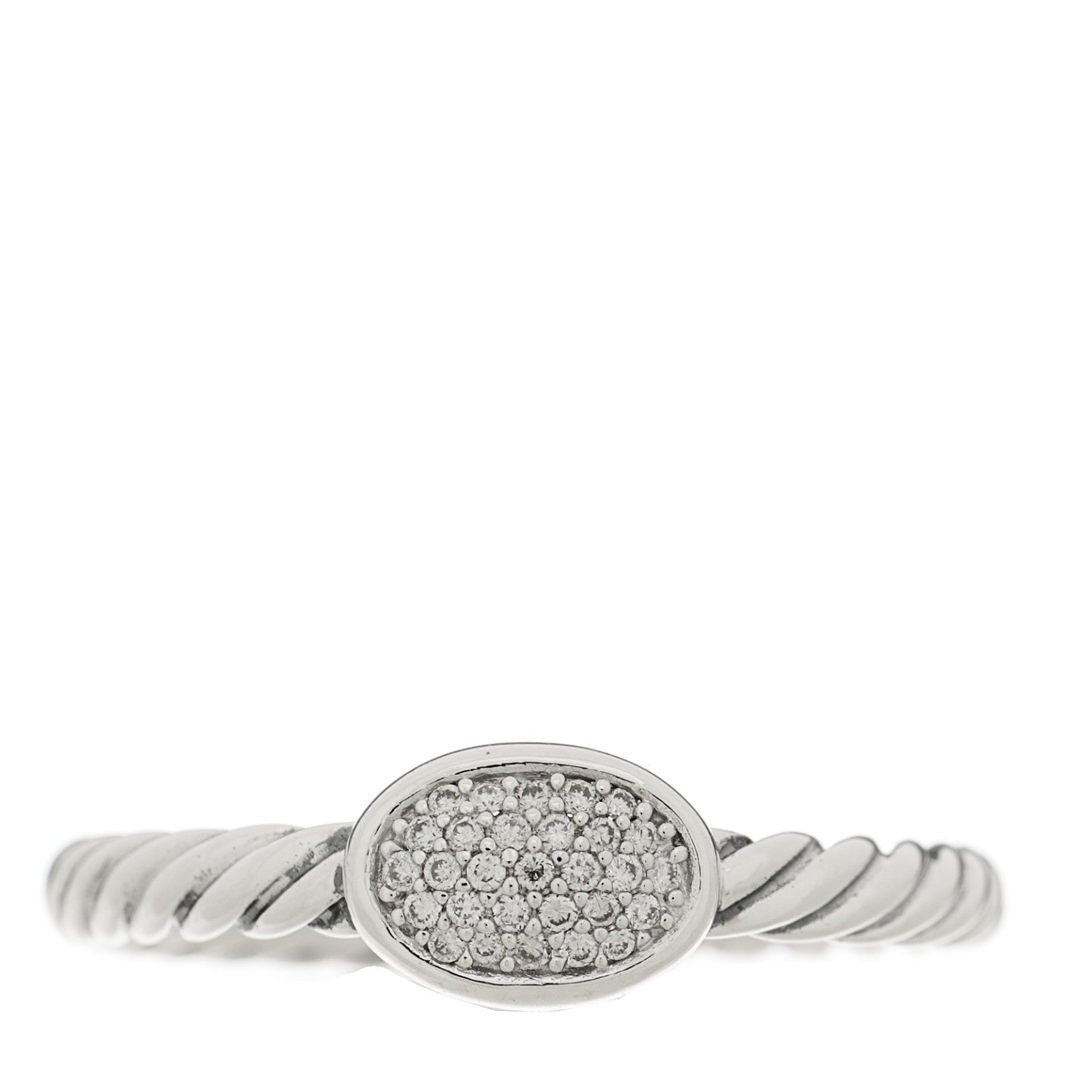 David Yurman Sterling Silver Diamond Pave Cable Classics Oval Ring 50 5.5 1 of 4