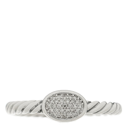 David Yurman Sterling Silver Diamond Pave Cable Classics Oval Ring 50 5.5 1 of 4