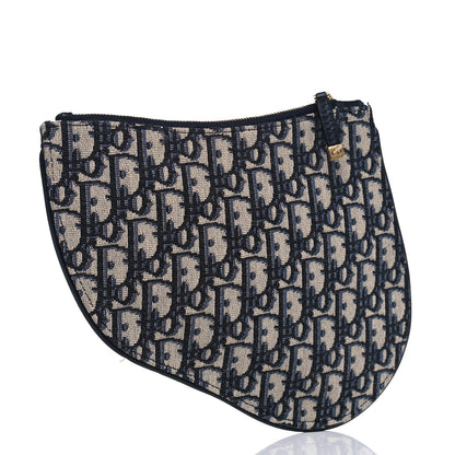 Christian Dior Oblique Saddle Pouch Clutch Blue 2 of 4