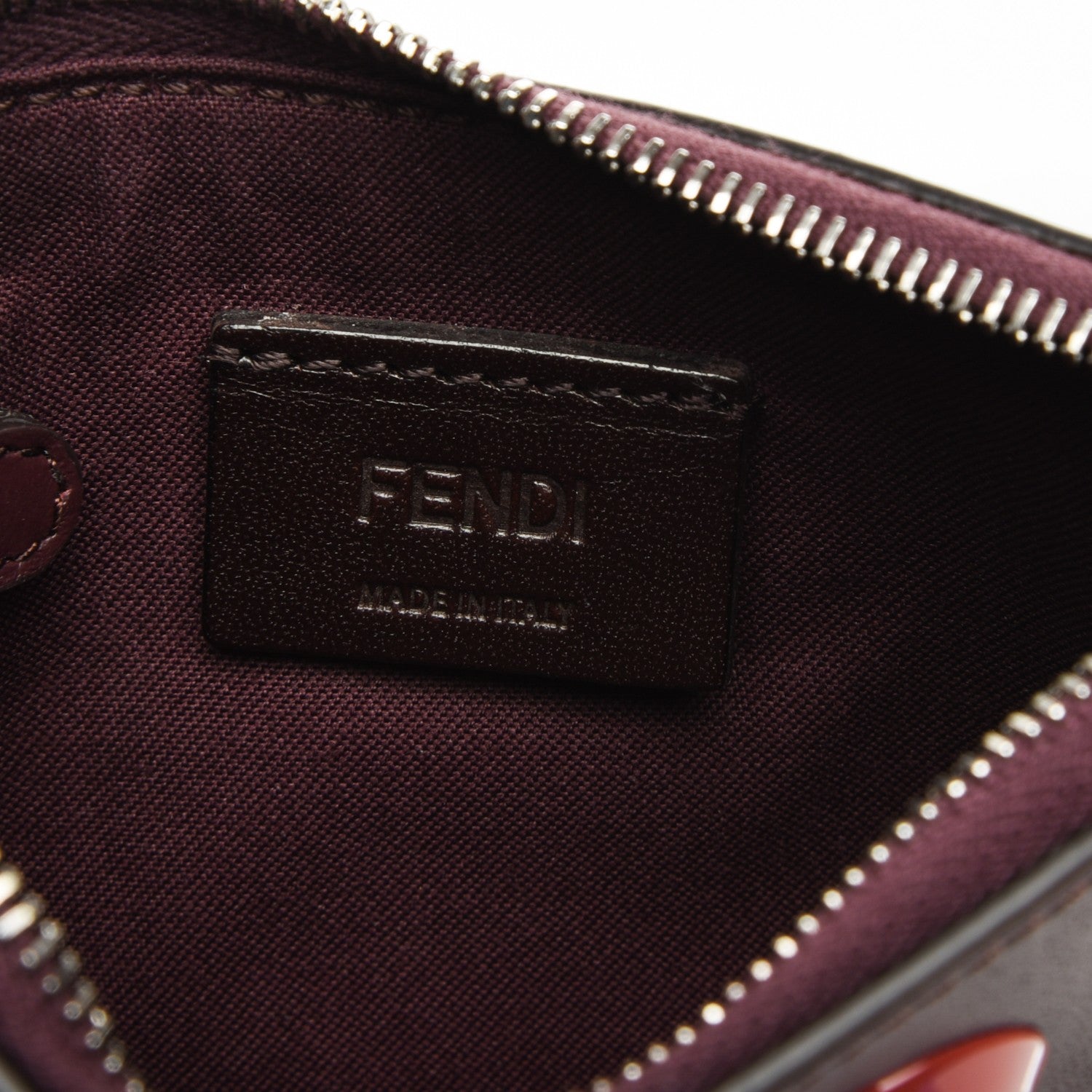 Fendi Vitello Liberty Studded Coin Pouch Key Case Bordeaux Multicolor 6 of 7