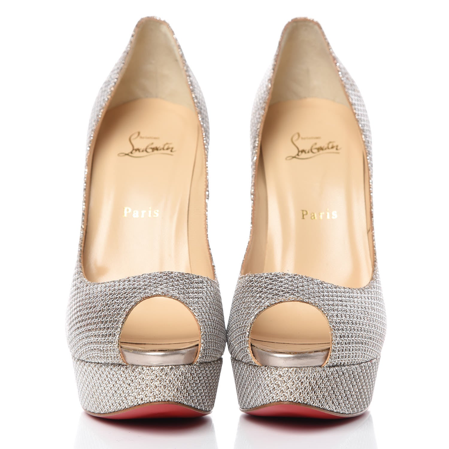Christian Louboutin Glitter Diams Fetish Peep 140 Pumps 41 Colombe 3 of 8