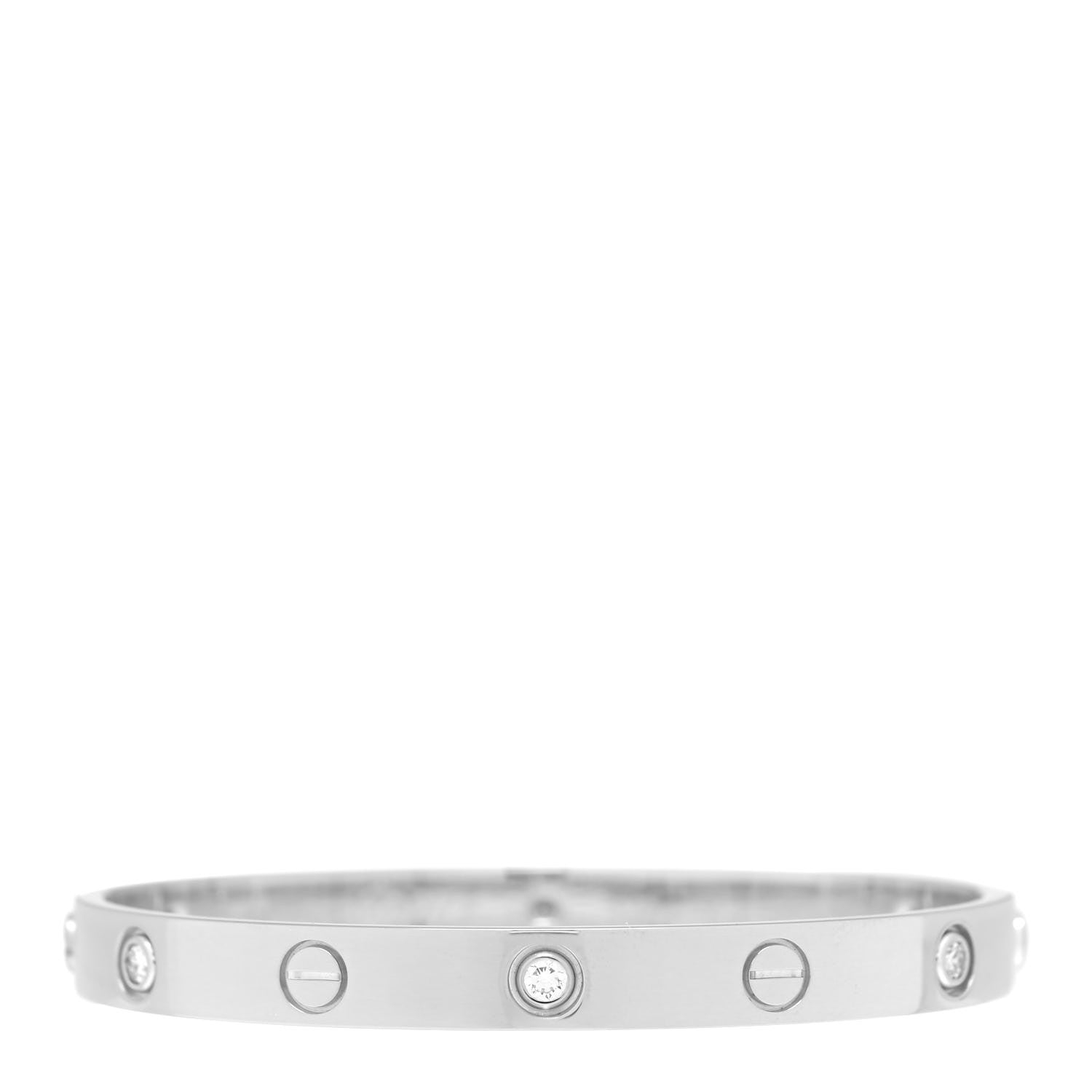 Cartier 18K White Gold 6 Diamond LOVE Bracelet 17 1 of 5