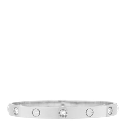 Cartier 18K White Gold 6 Diamond LOVE Bracelet 17 1 of 5