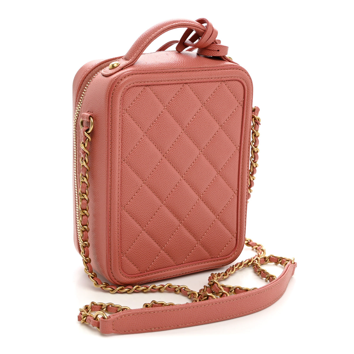 Chanel Caviar Quilted CC North South Filigree Vanity Case Pink 3 of 11