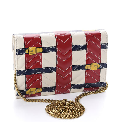 Gucci Calfskin Matelasse Trompe L'Oeil Print Mini GG Marmont Chain Wallet White 3 of 11