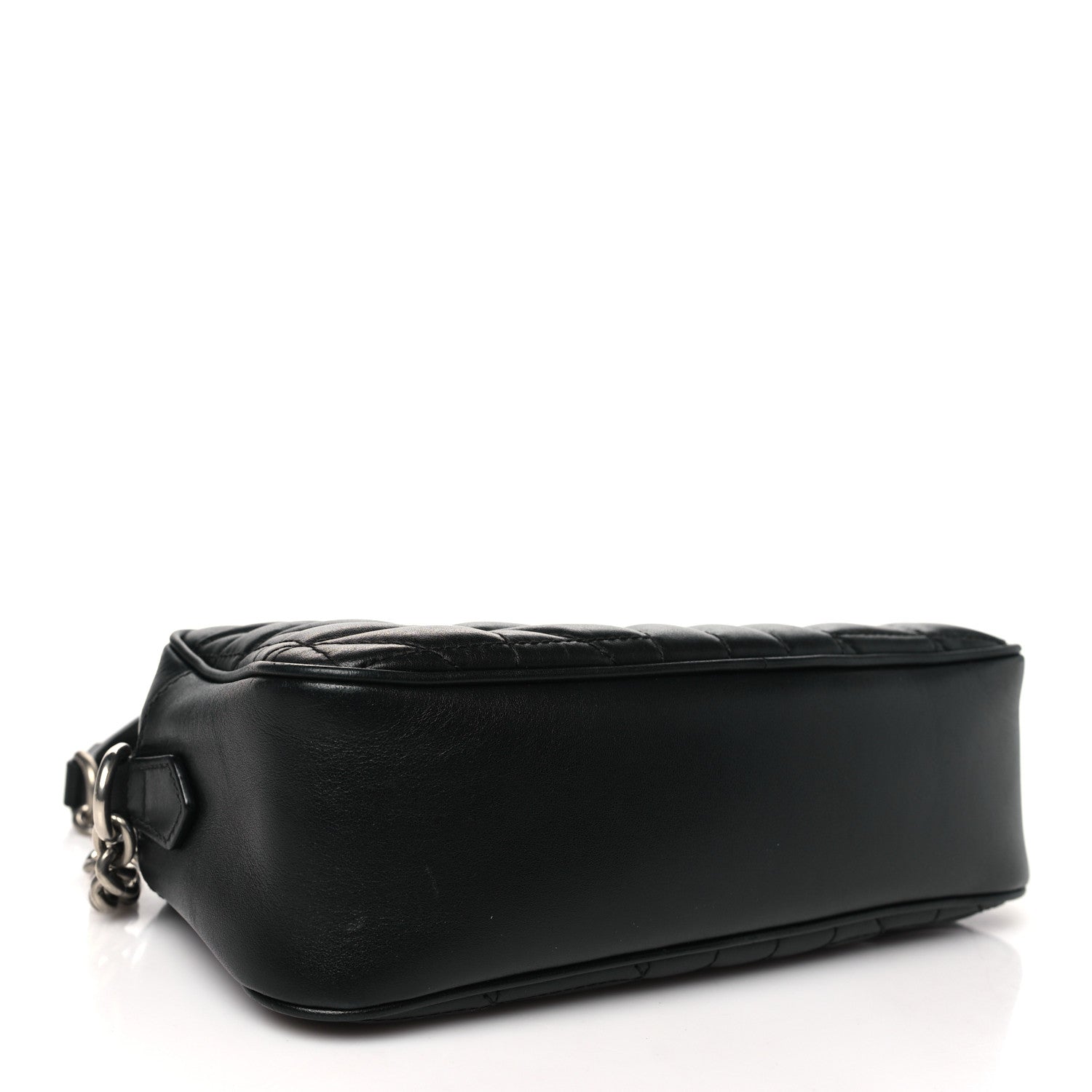 Gucci Calfskin Matelasse Aria Small GG Marmont Chain Shoulder Bag Black 4 of 11