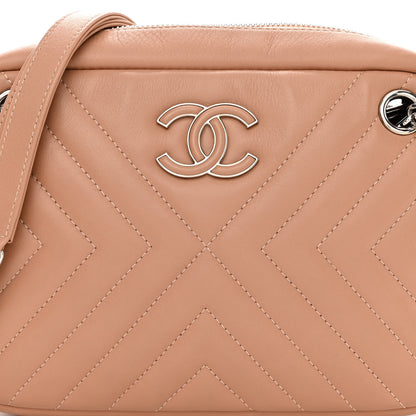 Chanel Lambskin Diagonal Chevron Quilted Tassel Camera Case Case Beige 8 of 10