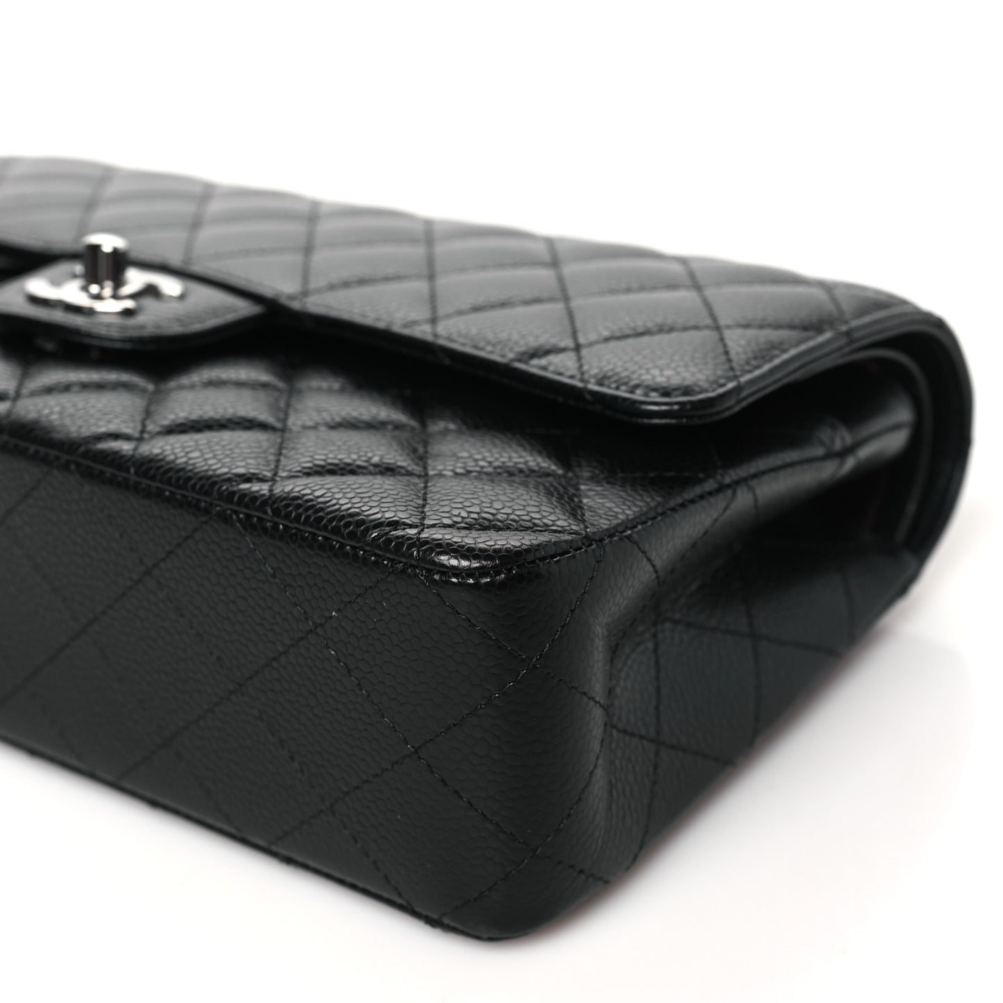 Caviar Quilted Medium Double Flap Black