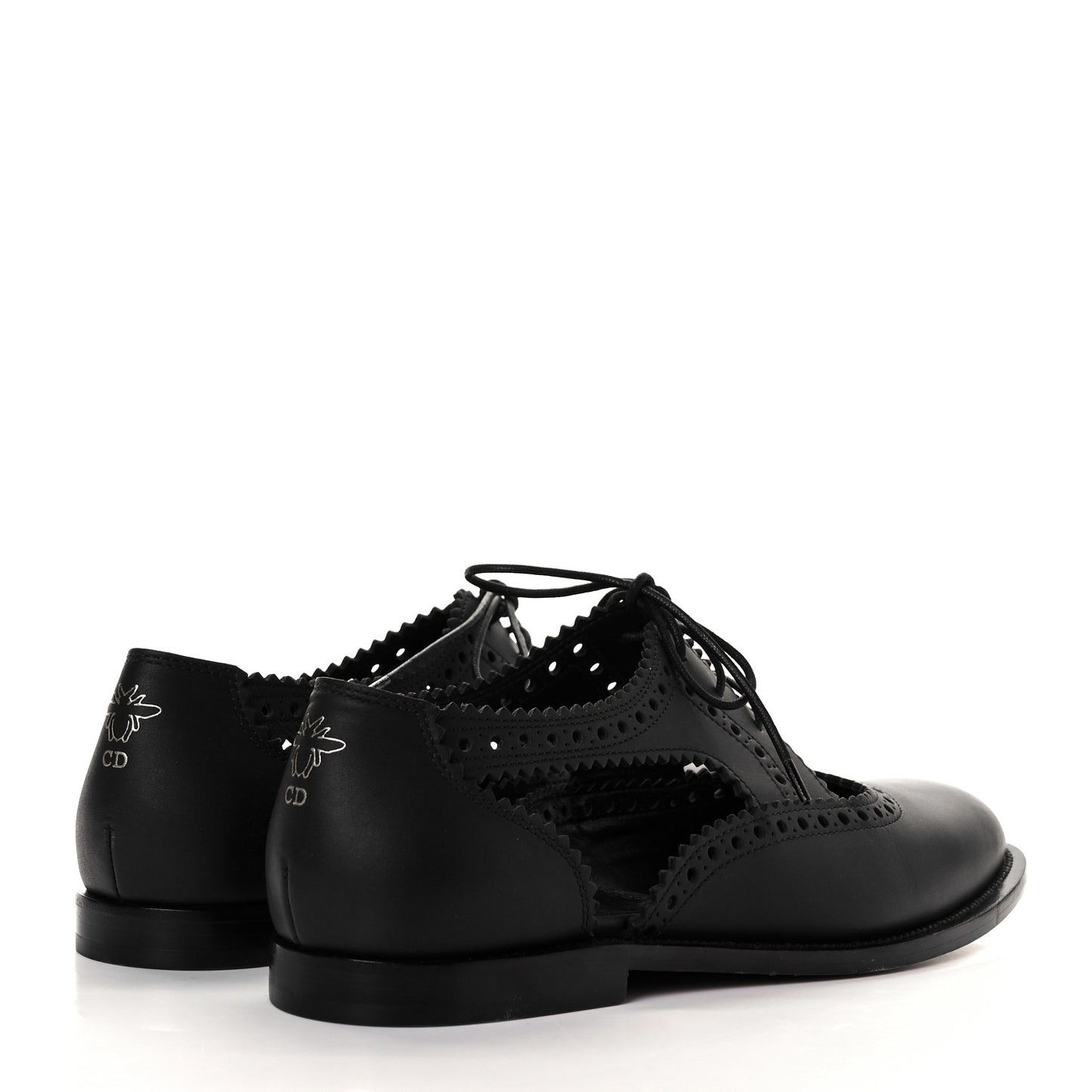 Calfskin Cutout Oxford Flats 37.5 Black