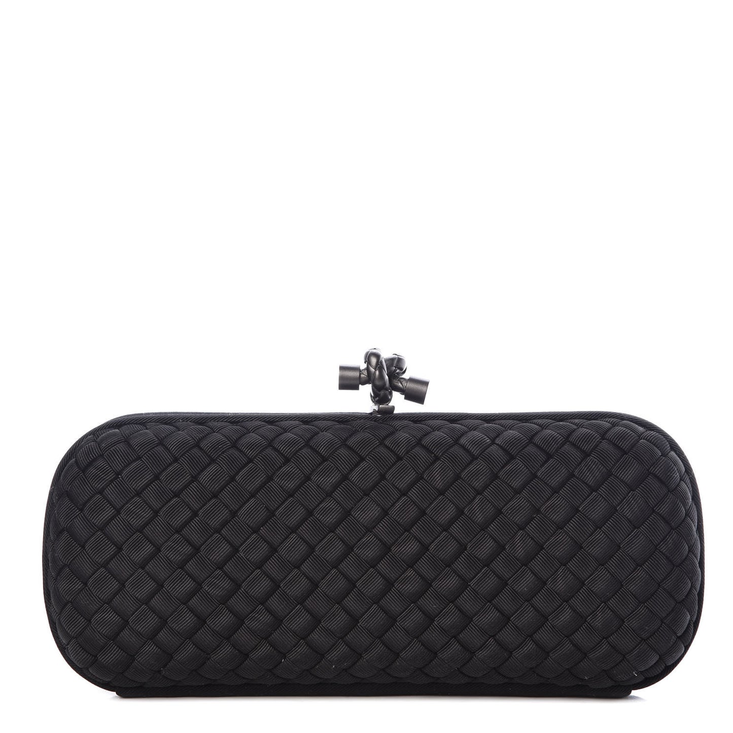 Satin Intreccio Impero Stretch Knot Clutch Black