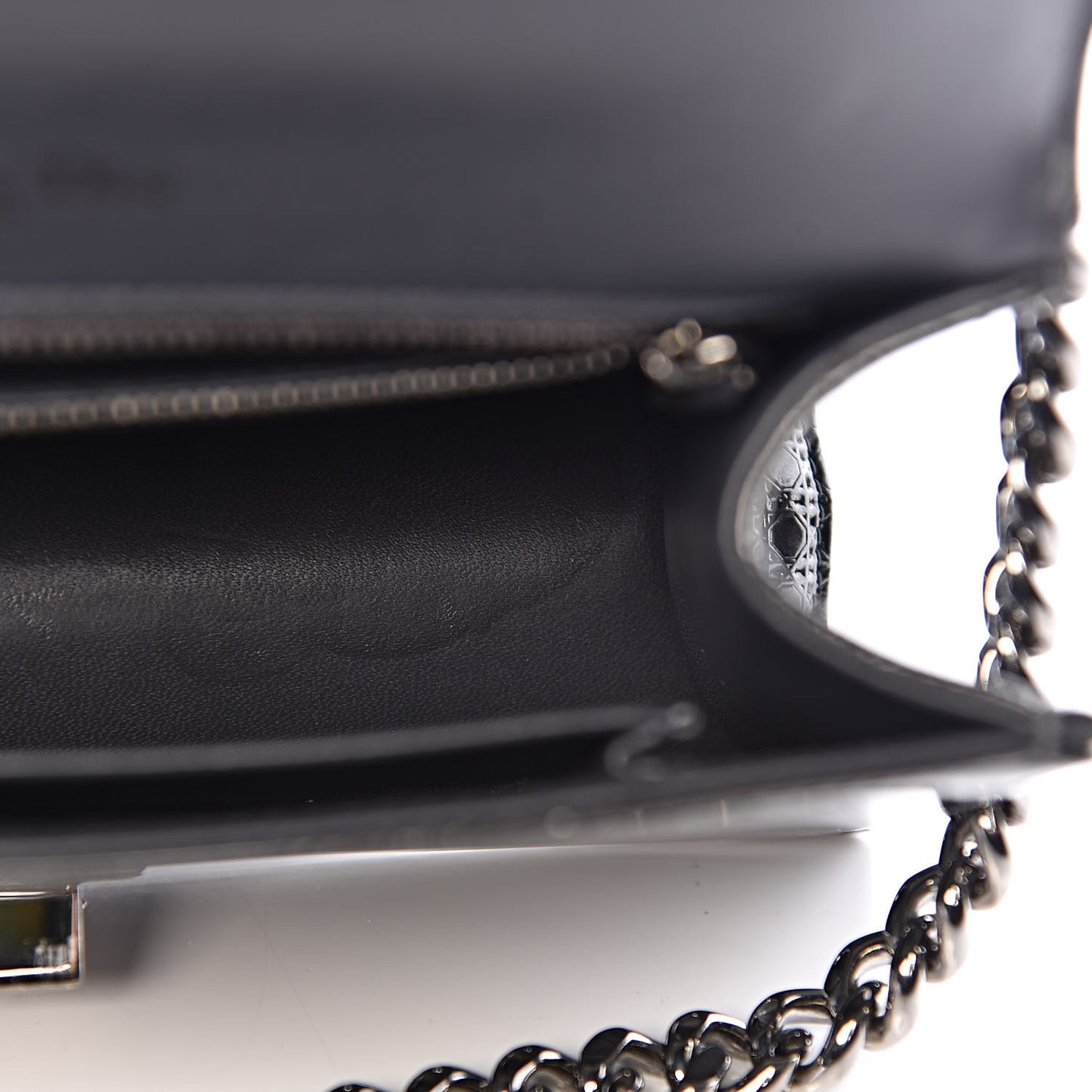 Metallic Patent Micro-Cannage Small Diorama Flap Bag Onyx Black