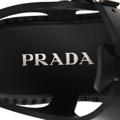 Prada Foam Rubber Metal Triangle Logo 50mm Cage Sandals 38 Black 7 of 9