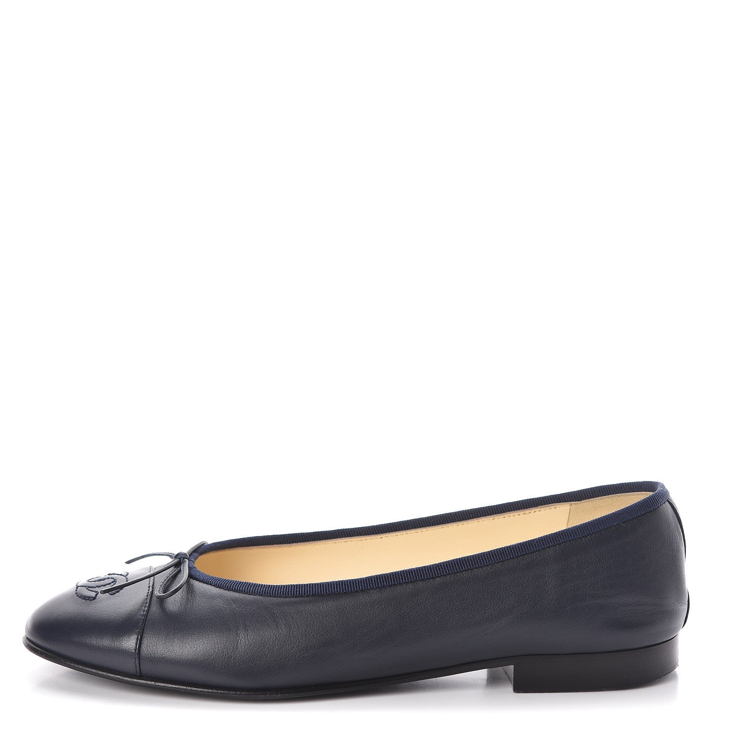 Chanel Calfskin CC Cap Toe Ballerina Flats 38 Dark Navy 1 of 8