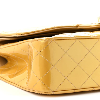 Chanel Metallic Patent Quilted Medium Double Flap Gold 9 of 10