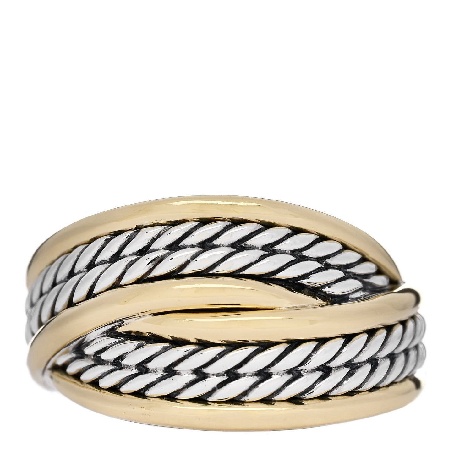 Sterling Silver 18K Yellow Gold 13mm Origami Ring 57 8