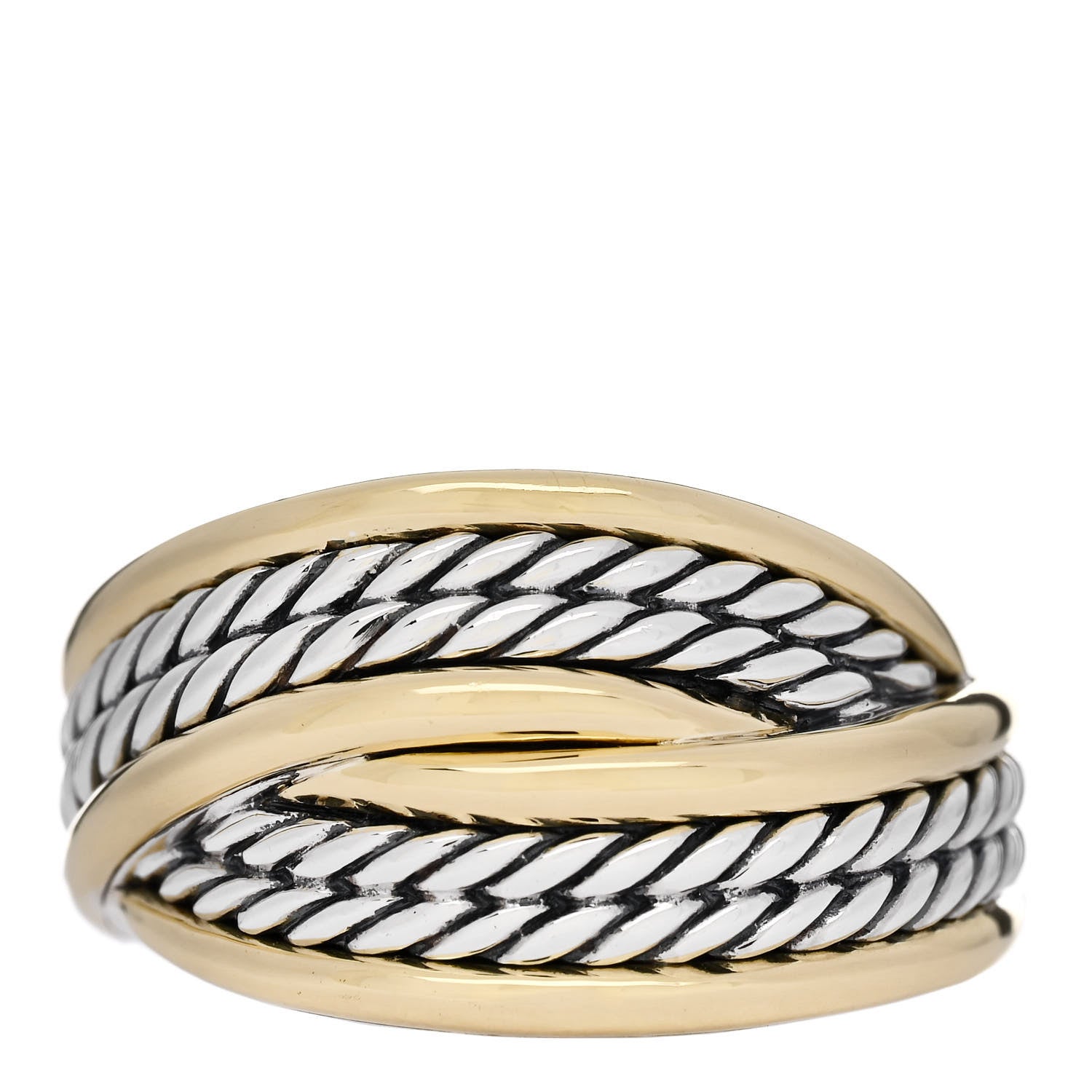 David Yurman Sterling Silver 18K Yellow Gold 13mm Origami Ring 57 8 1 of 5