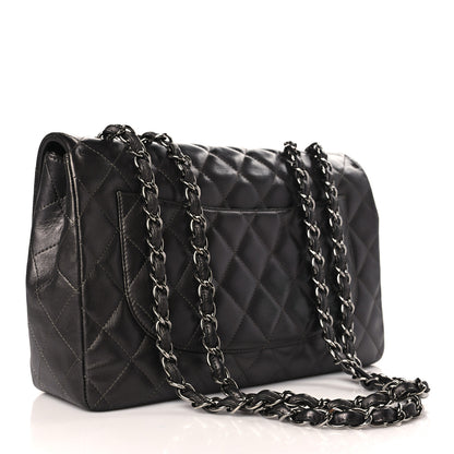 Chanel Metallic Lambskin Quilted Jumbo Single Flap Dark Grey 4 of 11