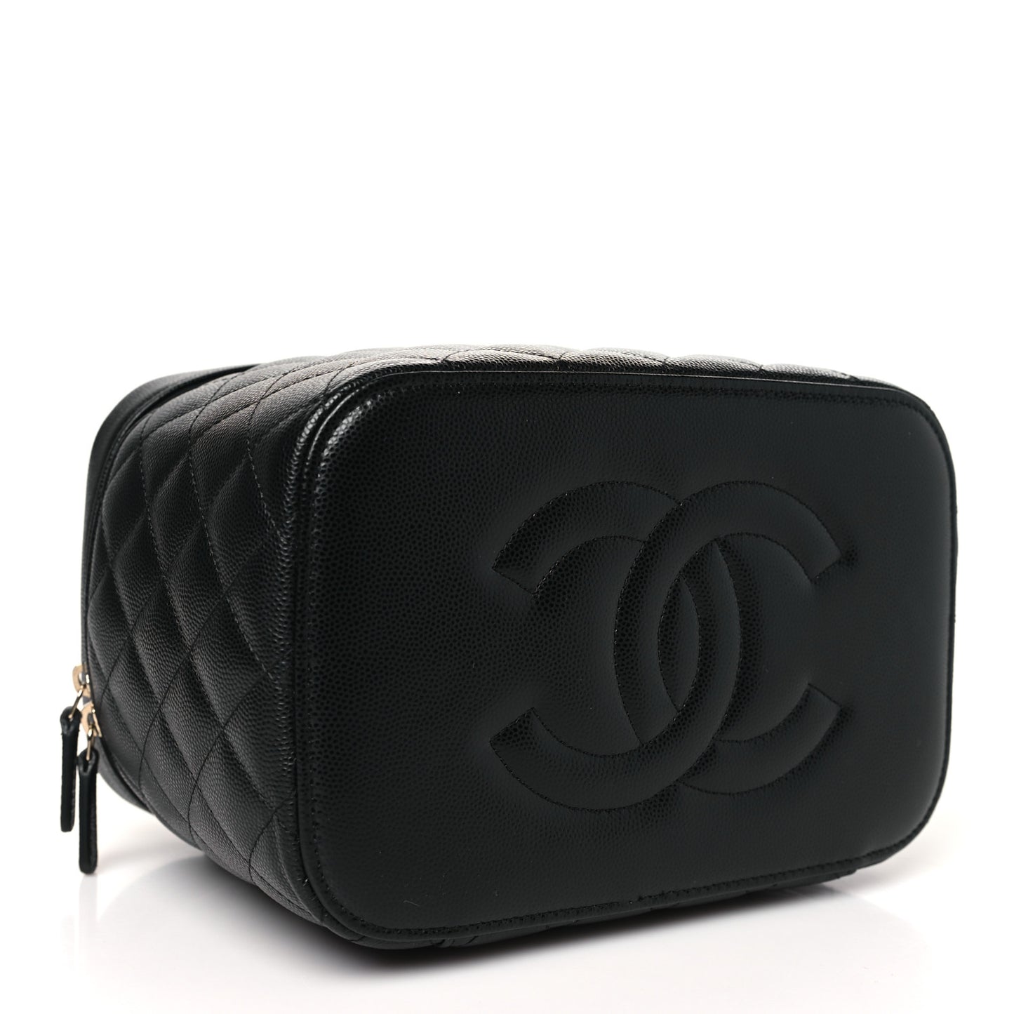 Caviar Quilted Large Vanity Pouch Black