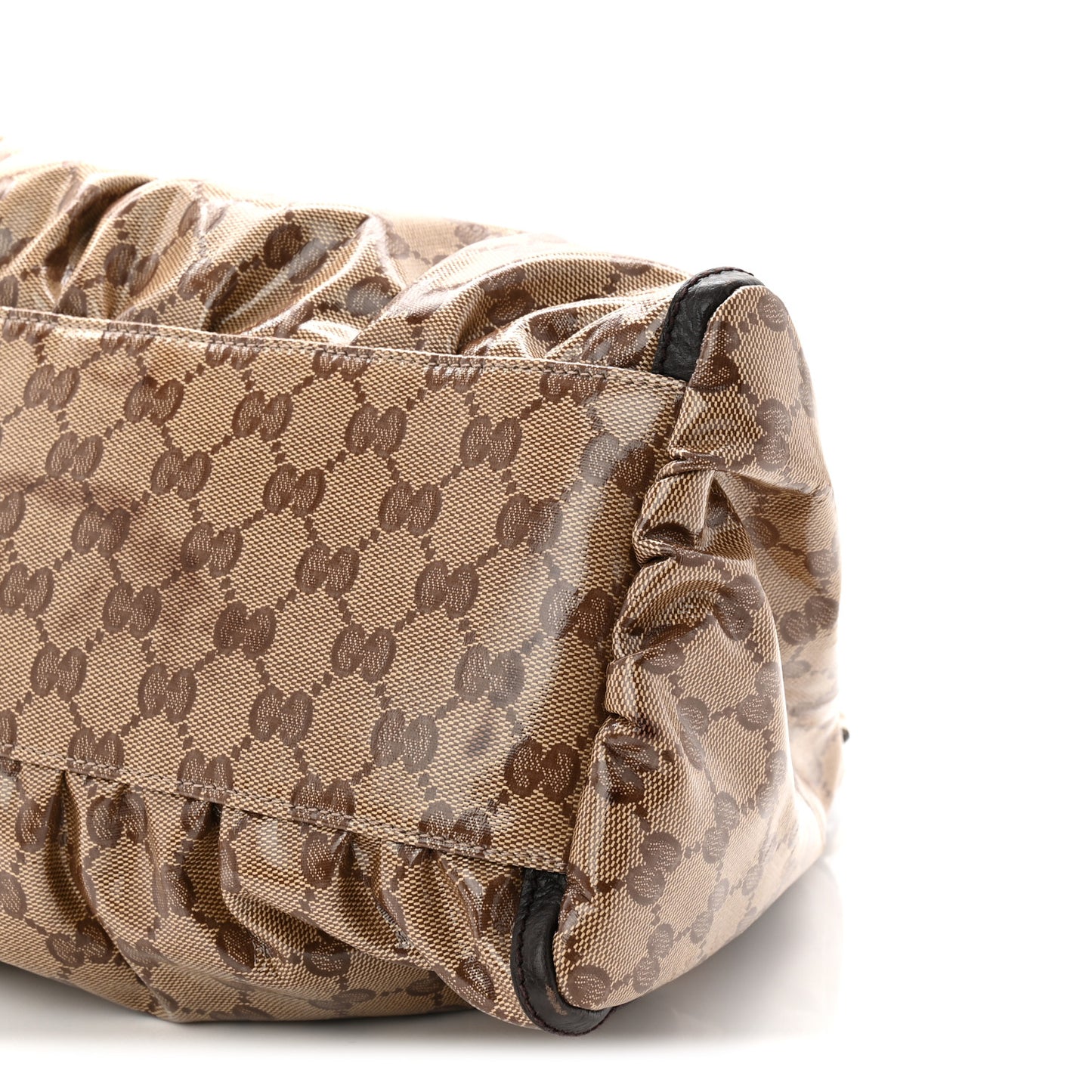 Crystal Monogram Large D Gold Hobo Dark Brown