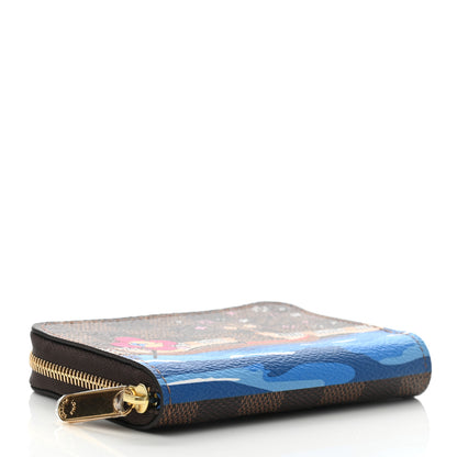 Louis Vuitton Damier Ebene 2019 Christmas Animation Zippy Coin Purse Blue 4 of 7