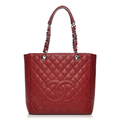 Chanel Caviar Quilted Vertical Grand Shopping Tote GST Red 1 of 7