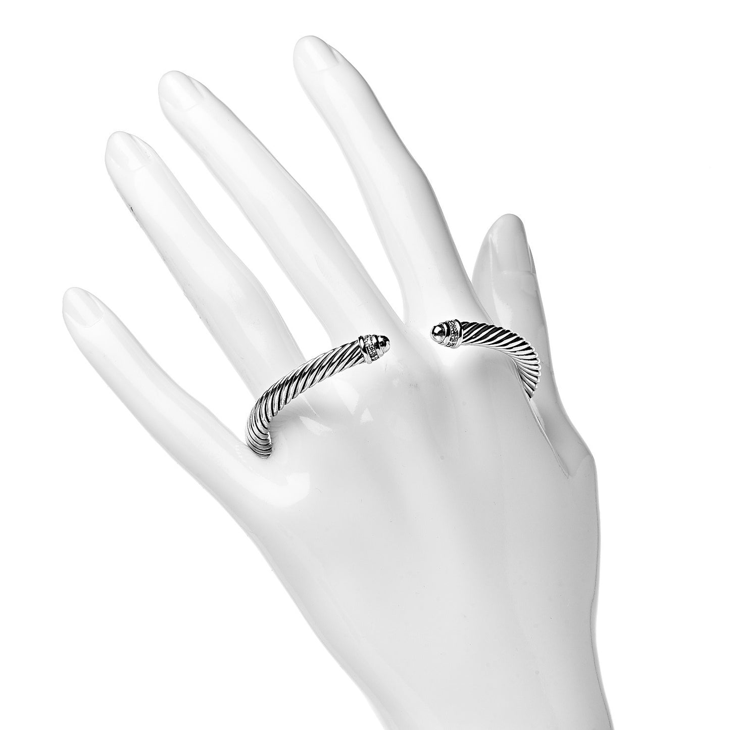 Sterling Silver Diamond 5mm Cable Classics Dome Bracelet