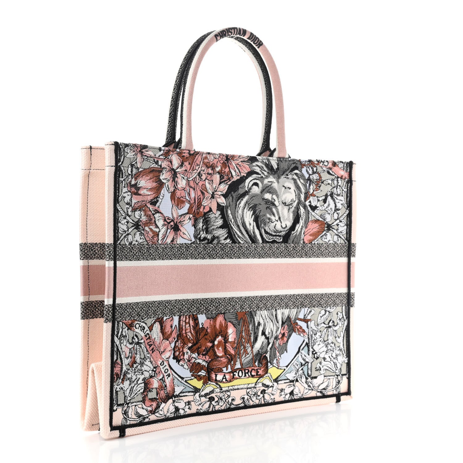 Christian Dior Canvas Embroidered La Force Book Tote Multicolor