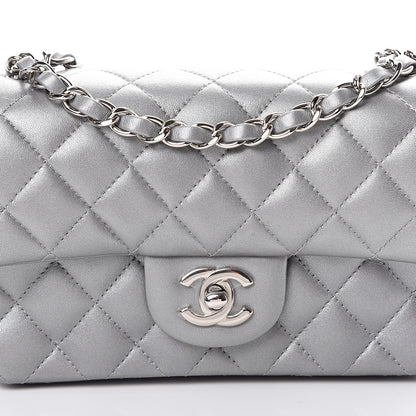 Chanel Metallic Lambskin Quilted Mini Rectangular Flap Silver 7 of 10