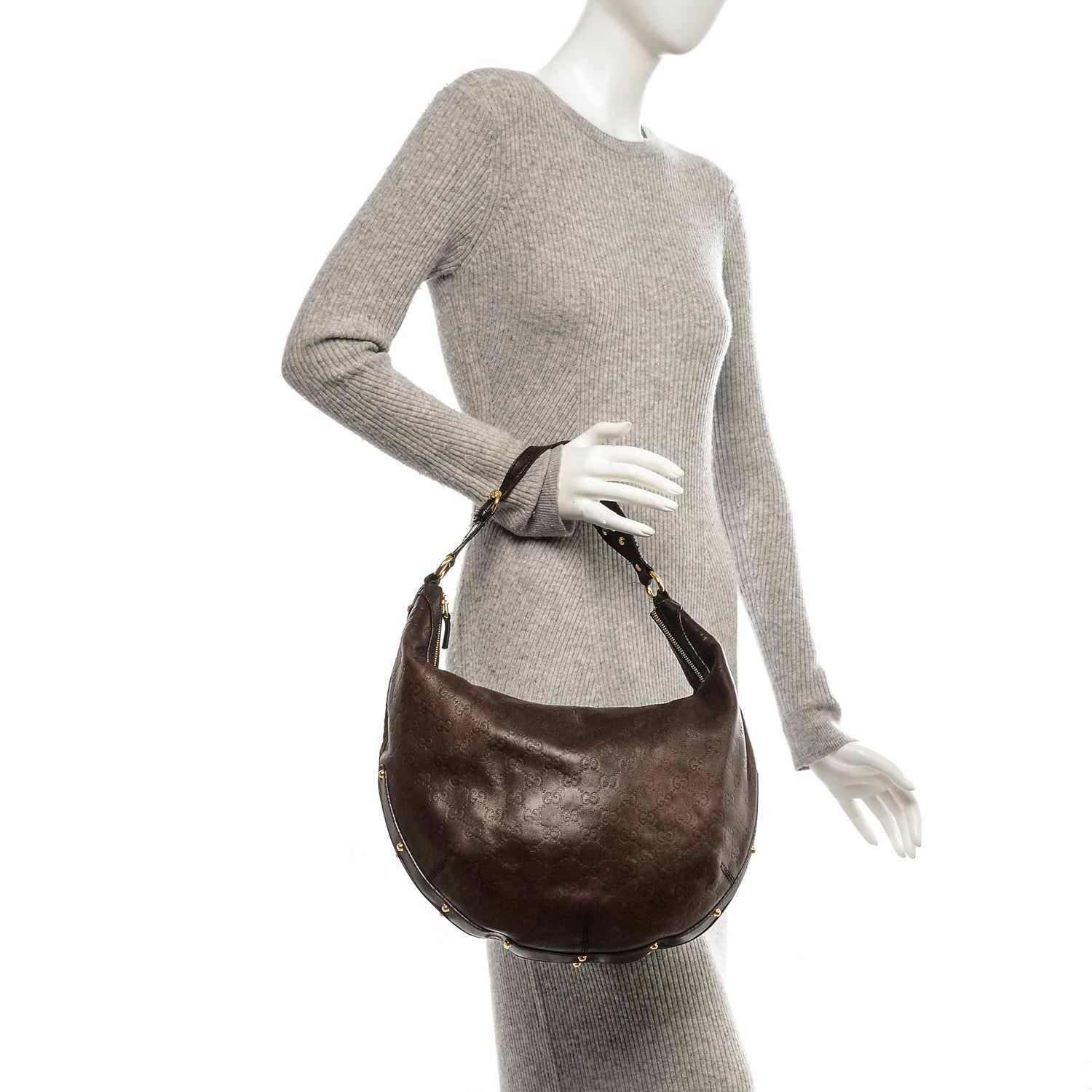 Gucci Guccissima Large Biba Hobo Dark Brown 2 of 9