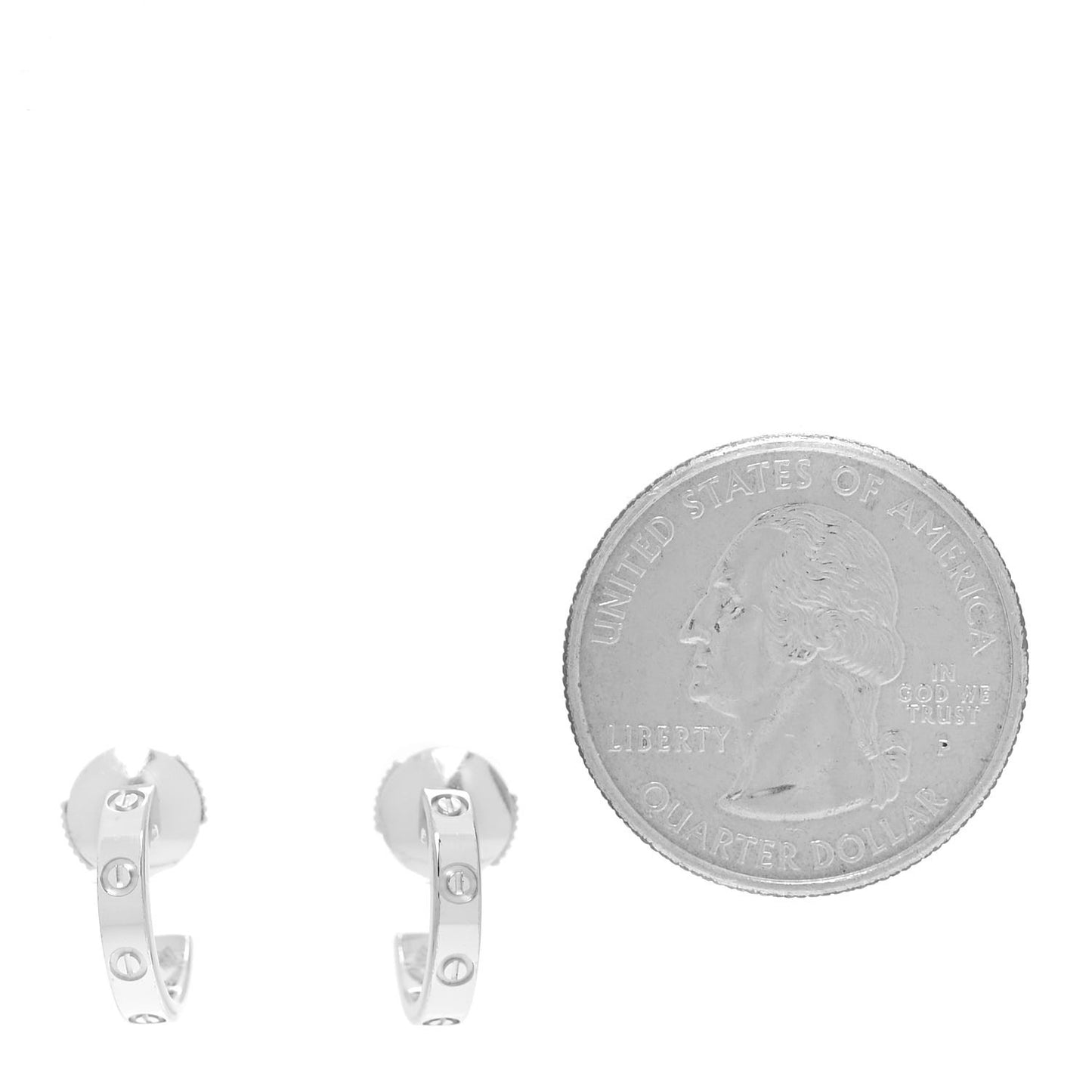 18K White Gold Small LOVE Hoop Earrings