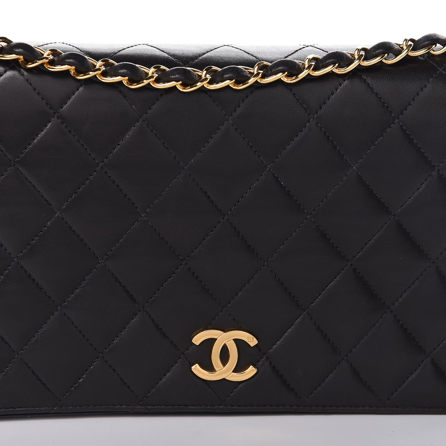 Lambskin Quilted Small Single Flap Black