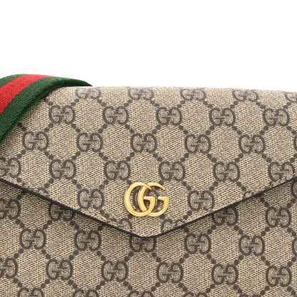 Gucci GG Supreme Monogram Textured Dollar Calfskin Web Mini Ophidia Envelope Shoulder Bag Beige Ebony 8 of 10