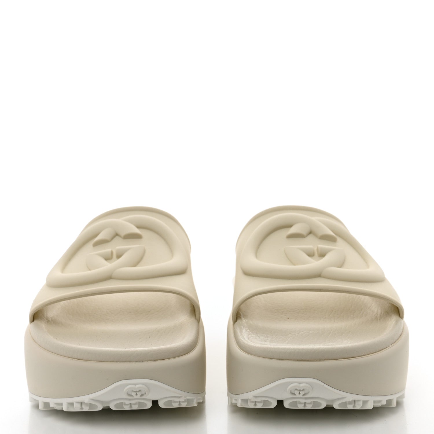 Gucci Soft Rubber Womens Interlocking G Platform 42mm Slide Sandals 36 Off White 2 of 8