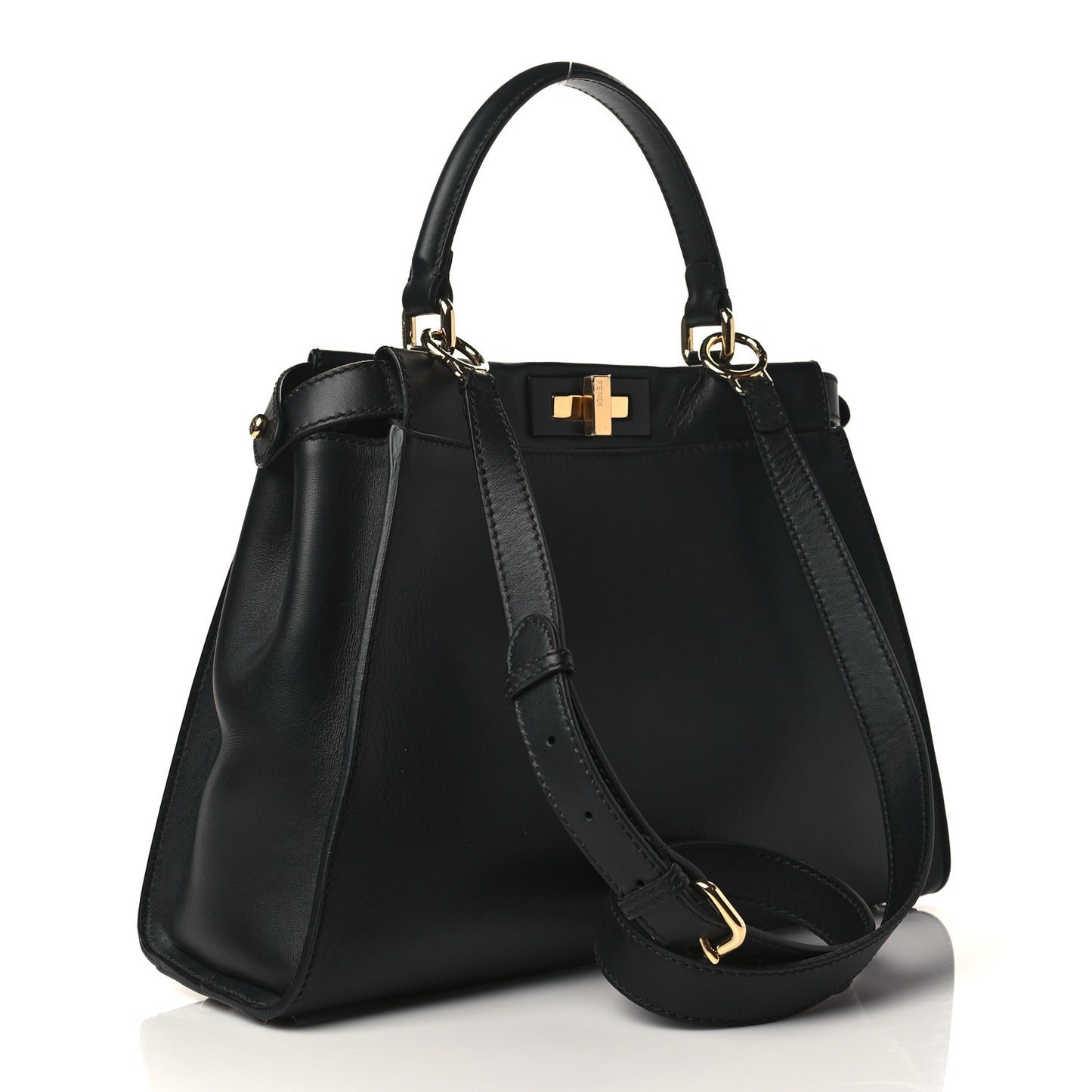 Vitello Seta Shiny Nappa Medium Peekaboo Iconic Satchel Black