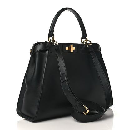 Fendi Vitello Seta Shiny Nappa Medium Peekaboo Iconic Satchel Black 3 of 10