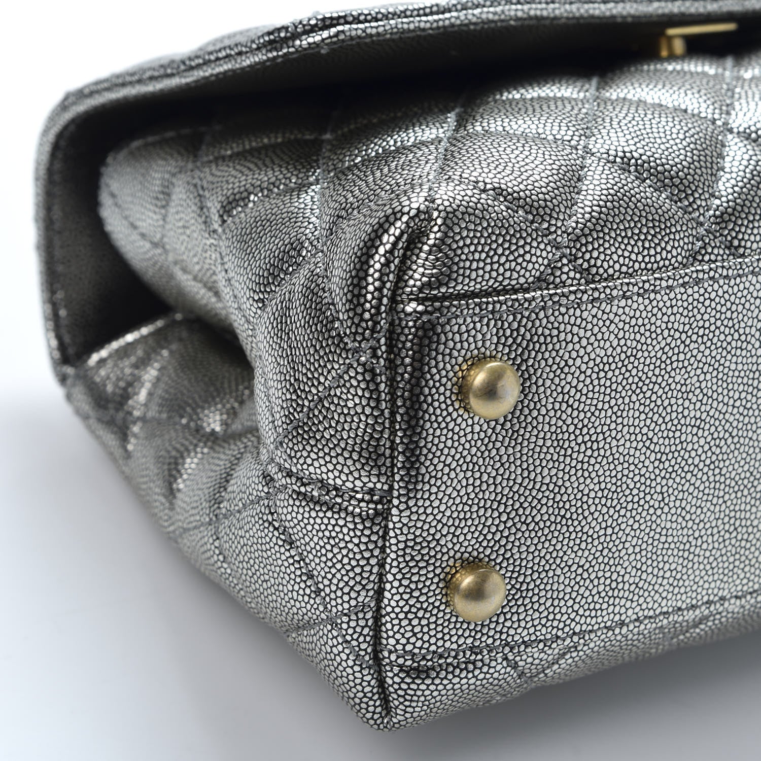 Chanel Metallic Caviar Quilted Mini Coco Handle Flap Silver 5 of 9