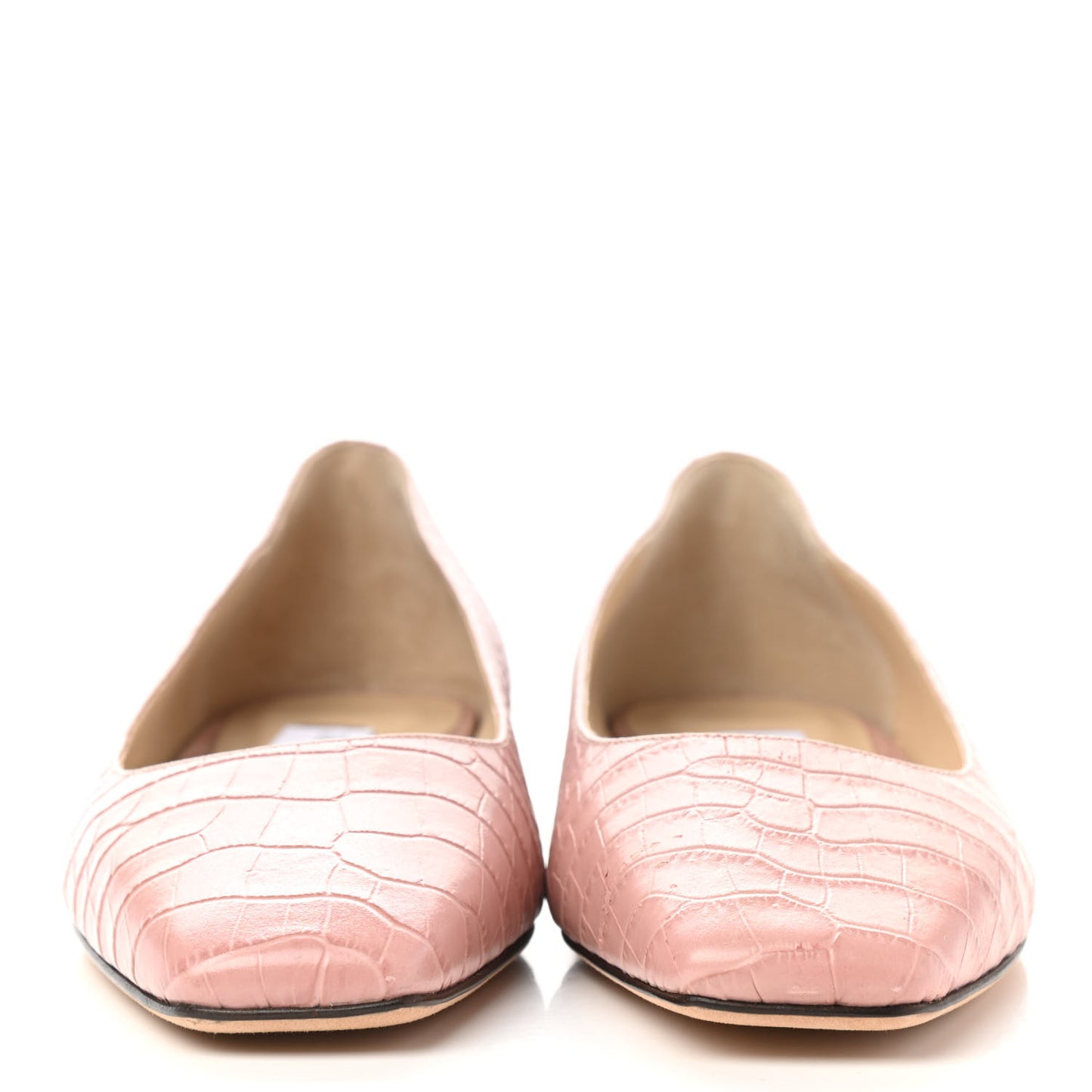 Crocodile Embossed Calfskin Mirele Ballet Flat 38 Blush