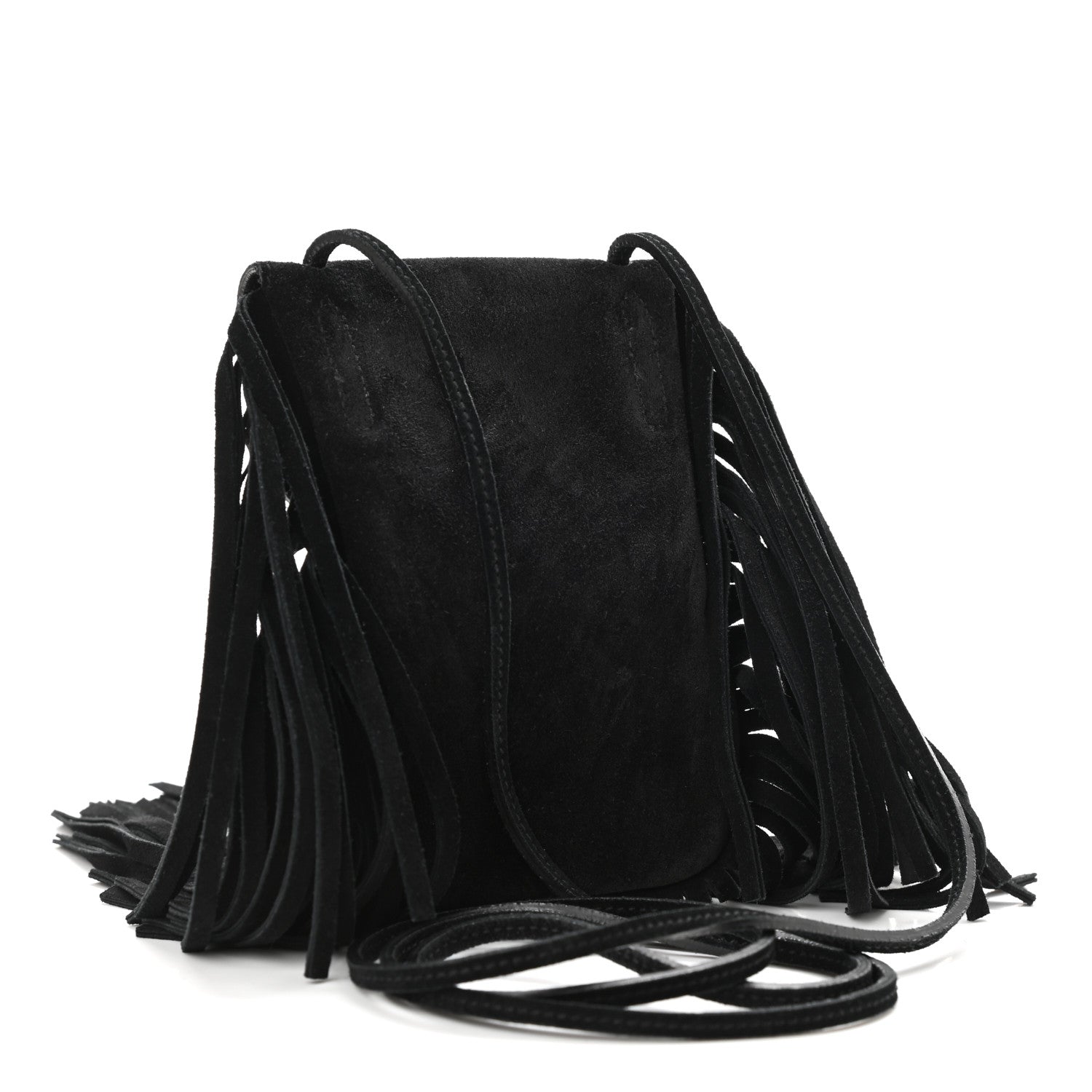 Saint Laurent Suede Fringe Toy Monogram Anita Crossbody Bag Black 3 of 11