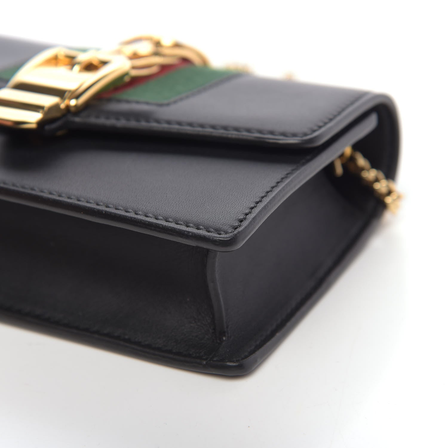 Gucci Calfskin Super Mini Sylvie Chain Shoulder Bag Black 9 of 10