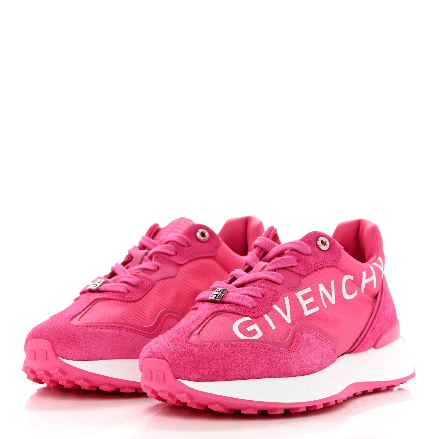Givenchy Calfskin Suede Canvas Giv Runner Sneakers 39 Neon Pink 3 of 9